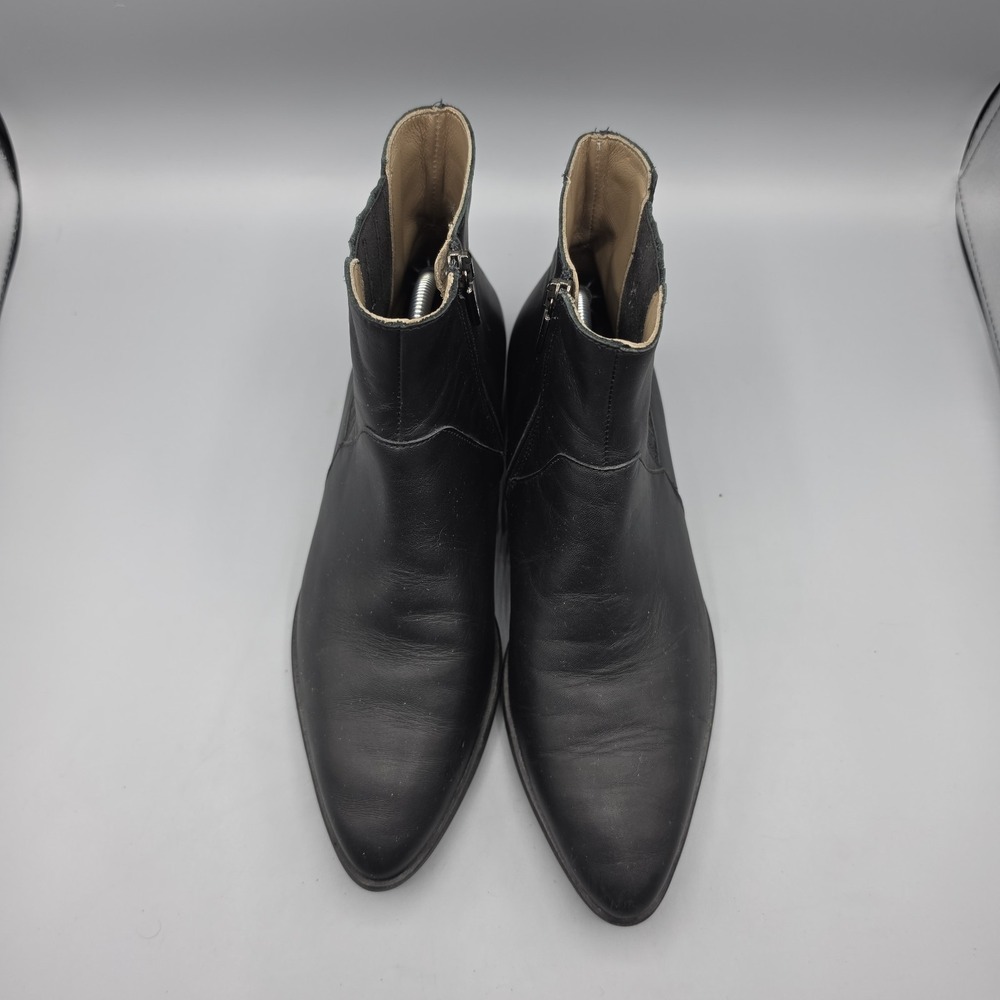 Italeau Booties Womens 38.5 Black Leather Italian Almond Toe - Picture 3 of 12